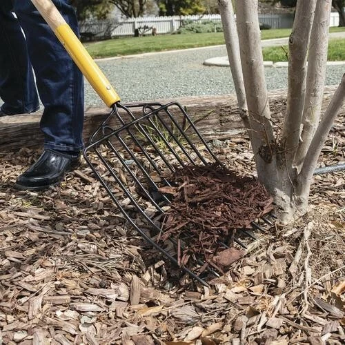 48.25" Hardwood Handle Bedding Mulch Fork Steel Tines Lawn Yard Farm Hay Rake - Image 3 of 3