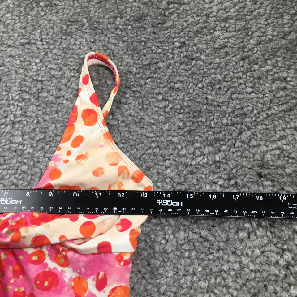 Maiô feminino Carmen Marc Valvo peça única tamanho 10 ouro rosa gola V corte alto - Imagem 4 de 4