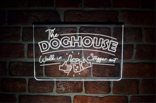 Doghouse LED Neon Light Up Sign | Funny Home Pub or Man Cave USB Wall Display - Picture 12 of 14