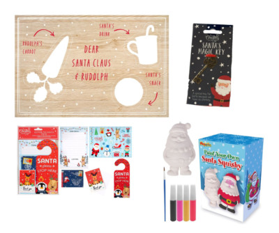 JETZT HALBER PREIS Weihnachtsmann Konvolut Brief, Malset, Snackbrett & Magic Key Set