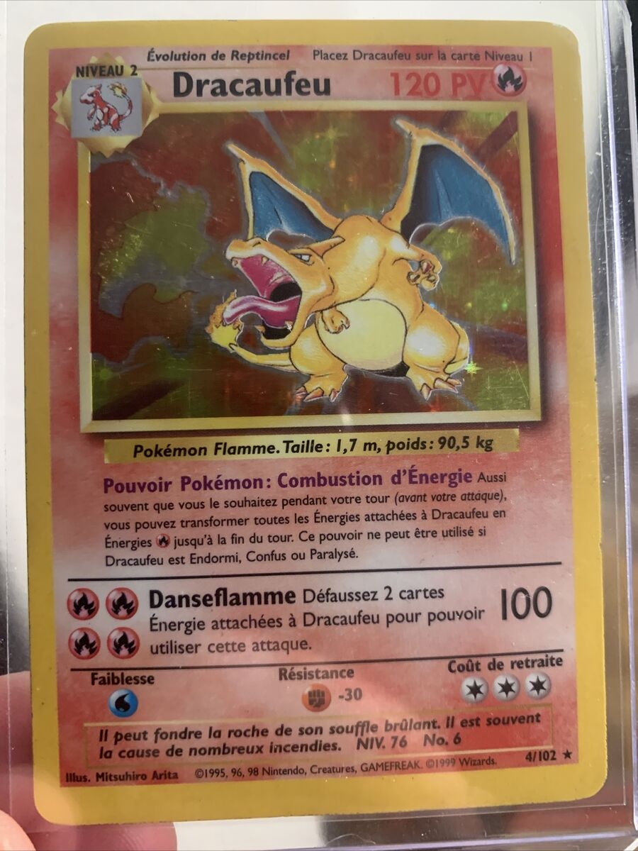 1999 Pokémon Base Set Charizard 4/102 French LP Holo 1999 Pokémon Base Set Charizard 4/102 French LP Holo