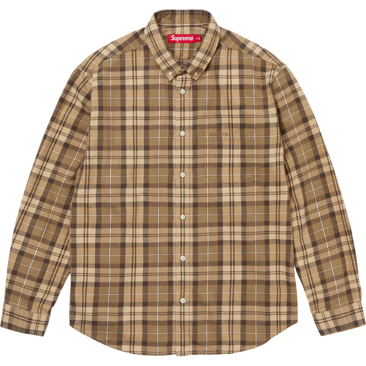 Supreme Plaid Flannel Shirt Black Tan Purple Blue FW24 4colors | eBay