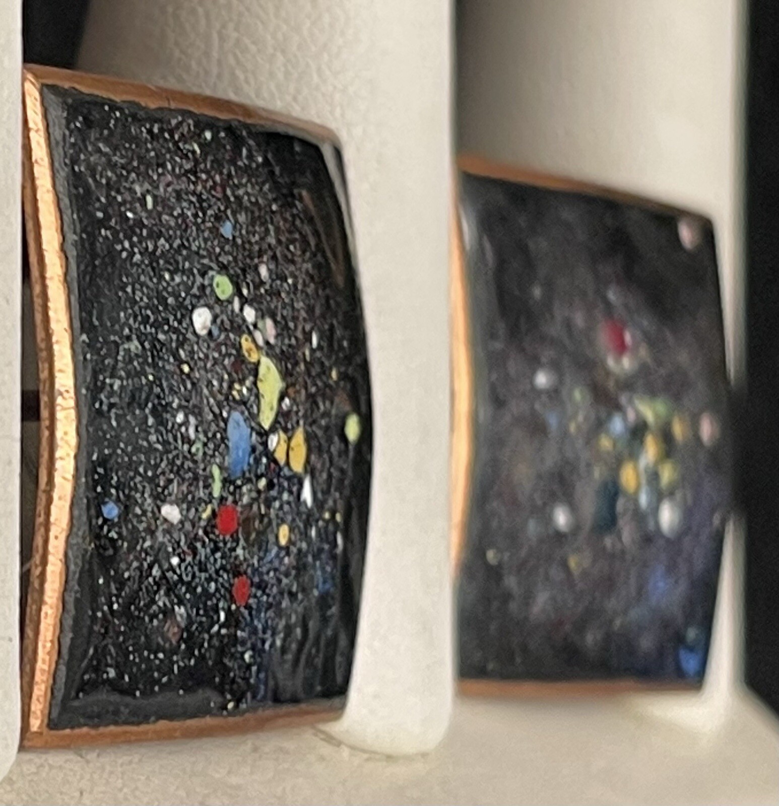 Enamel Solid Copper Screw Back Earrings Artisan C… - image 5