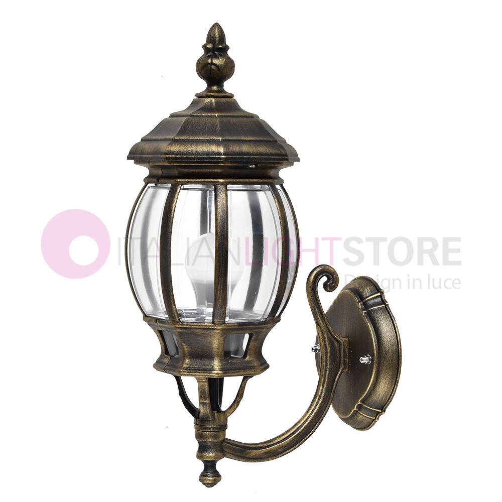 ENEA Lanterna Parete Alluminio Lampada Esterno Classica NERO-ORO GARDENLIGHT