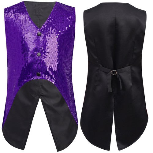 Kids Boys Vest Dance Waistcoat Competition Tailcoat Jazz Blouse Formal Stage - Picture 41 of 53