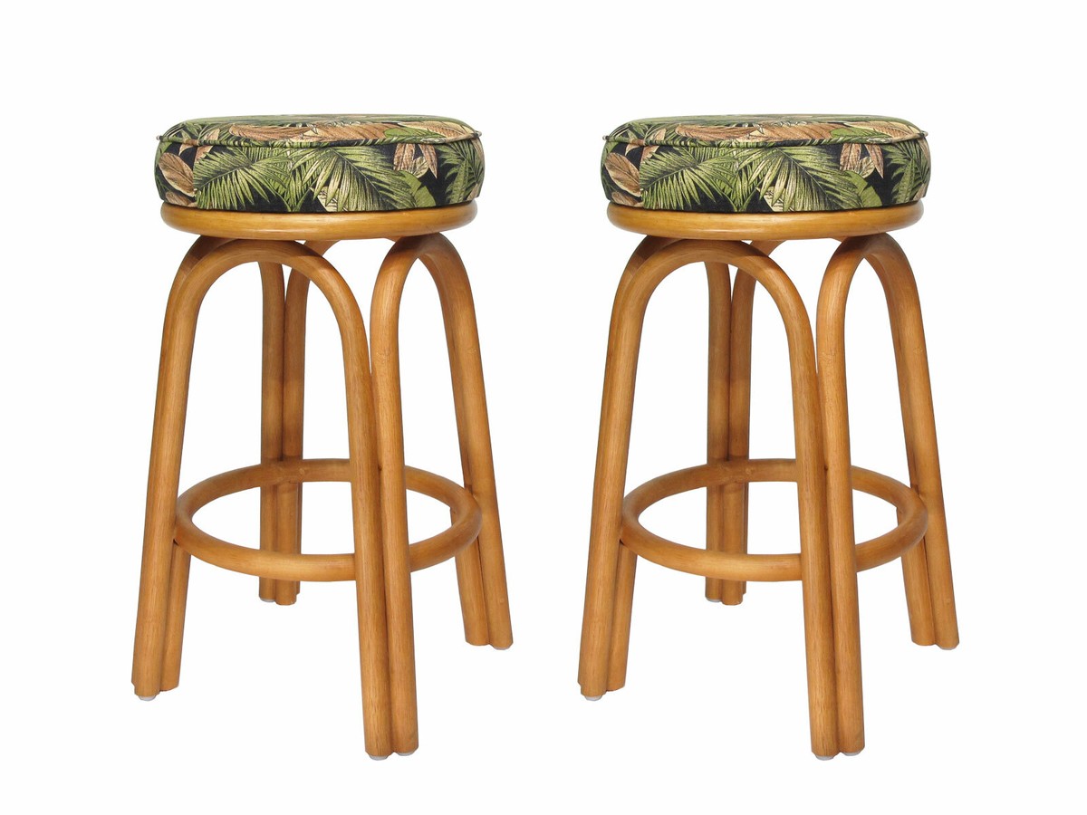 Premium Quality Rattan Backless Bar Counter Stools (Set of