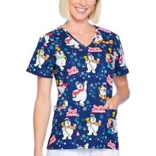Classic Frosty the Snowman Scrub Top