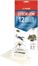 JT Eaton Stick-Em 198-12 Mouse & Insect Glue Trap, 12 Glue Traps, White