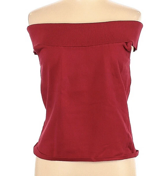 RAFAELLA Women s Blouse Off The Shoulder Red Top Size Large Sleeveless Sweater