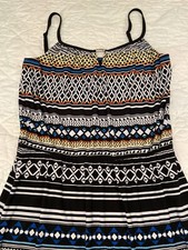 White Black Brand Long MAXI Dress Sz. S Multicolor Sleeveless Thin Straps #0010