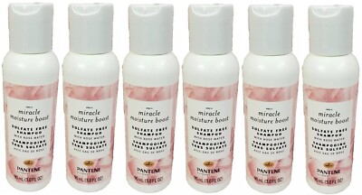 6 Pack-Pantene Shampoo Nutrient Blends Miracle Moisture Boost Rose Water 3 fl oz