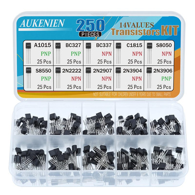 AUKENIEN BJT Transistor Transistoren Assortment Kit 10 Values 250pcs NPN PNP Pow