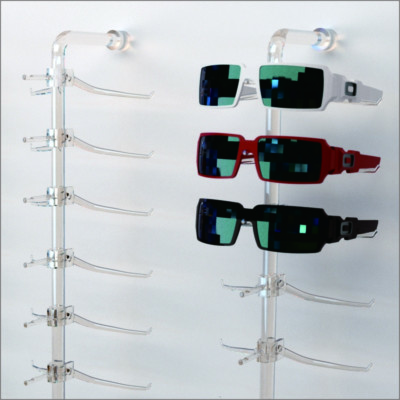Optical Display - Acrylic Wall Mount Eyewear Display Rod with10 Large Y-clips 