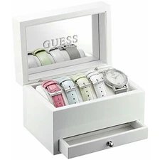 Guess 5pc Set women's Gem-Set Bezel 39mm Interchangeable Band Ladies U0785L1