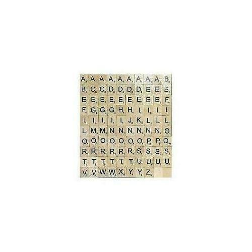 TILES WHITE/BLACK LETTERS FULL SET 100 PIECES -PLASTCI/WOODEN COLOURED
