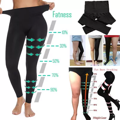 Women s Slimming High Waisted Shaping Leggings Tummy Control Body Shapewear Tone eBay