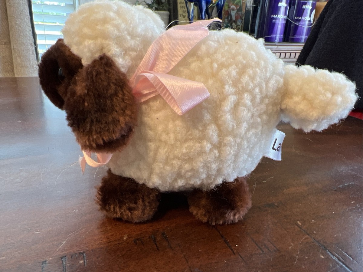 Vintage 1980's Russ Berrie LAMMY 7” Plush Sheep Lamb #130 w Pink