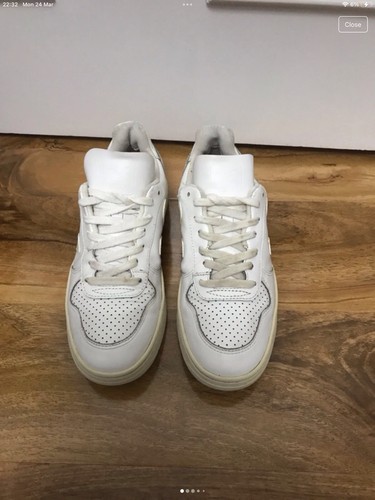 VEJA V-10 Chromefree Leather Shoes White Uk 4 - Picture 1 of 10