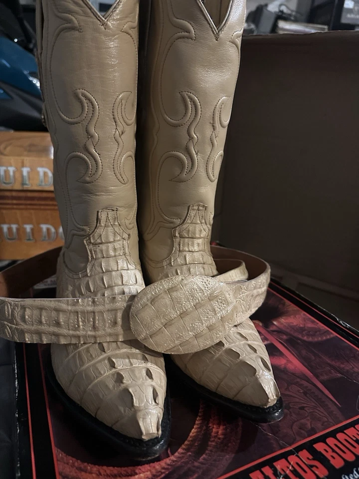 LOS ALTOS ORYX 正品 CROCODILE CAIMAN TAIL J-TOE 西部靴 EE 990111 — 第 2/4 张图片