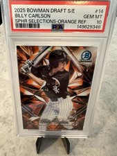 Billy Carlson 2025 Bowman Draft Sapphire Selections Orange Ref 25 White Sox POP1