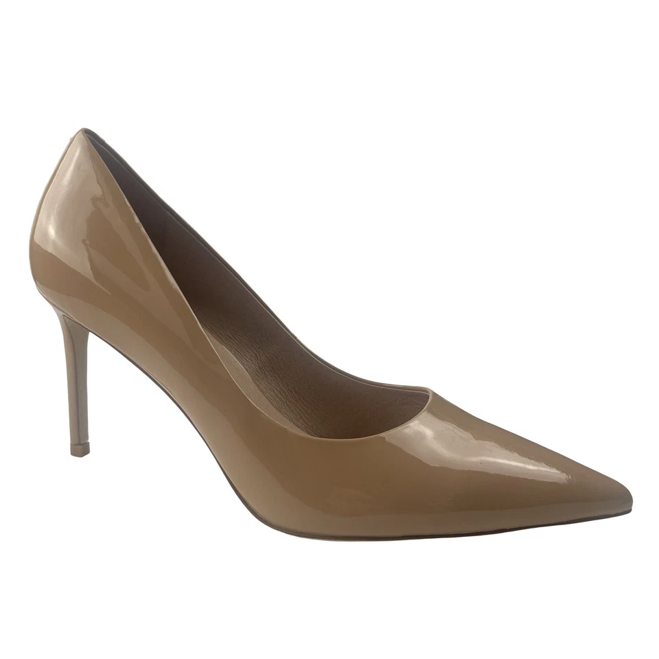 Jeffrey Campbell Tan Patent Leather Pointed Toe Stiletto Pump Minimalist Size 10 - Image 2 of 4