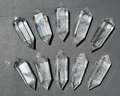 10pcs Bulk Clear Quartz Crystal Point Wand AAA+ Double Terminated Obelisk