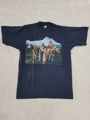 VTG 90s Native American Horse Deliverance T Shirt L Chuck Ren Indian USA 1993