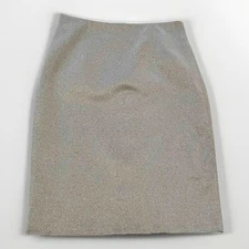 FRNCH Sz M Beige Tan Short Pencil Skirt Full Back Zipper Stretch Office Business