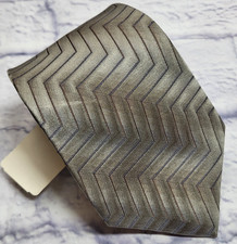 NWT Perry Ellis Portfolio Silk Tie Gray Gold Brown Stripes Men Necktie 58 x 3.5