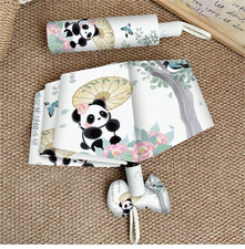 Panda Fully Automatic Umbrella Folding Rain Dual Use Women's UV Protection