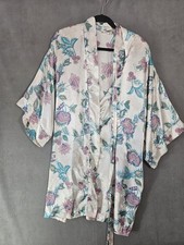 Vintage 80s California Dynasty Satin Robe Womens 1X Floral Multicolor Bathrobe