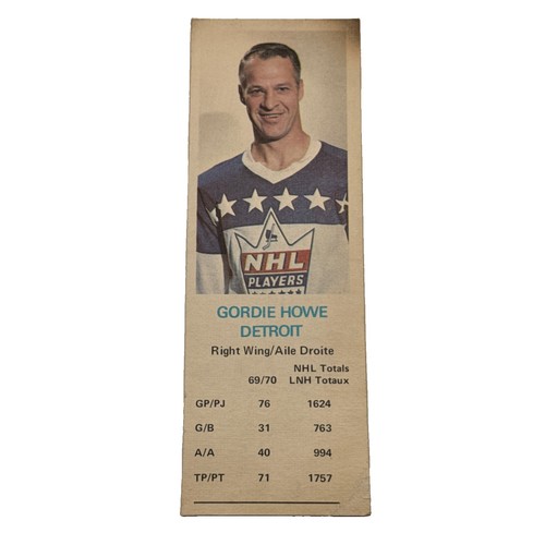 Gordie Howe 1970 Dad's Cookies card