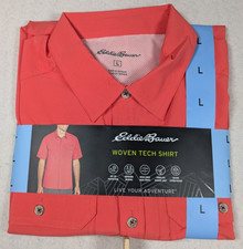 Eddie Bauer - Men's - Short Sleeve Woven Tech Shirt - Tea Rose Pink - Size: L
