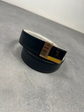 Ceinture cuir noir réversible blanc vintage archive France 110cm Réf : 1381