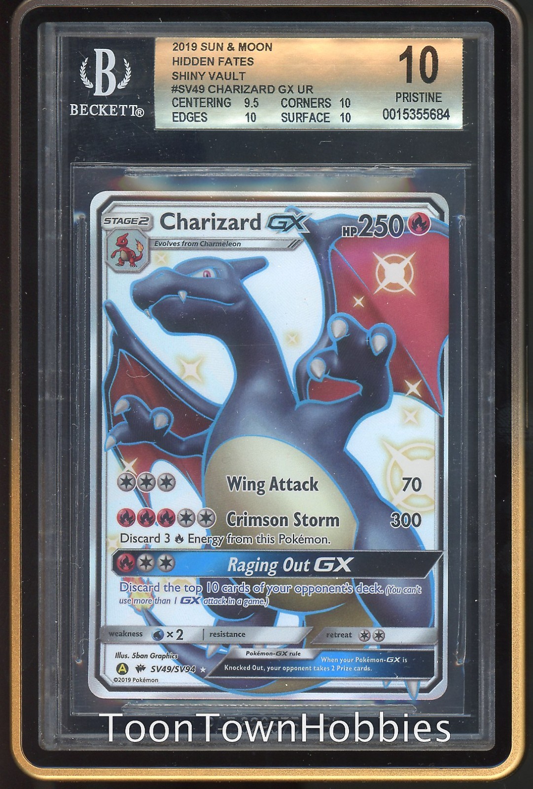 BGS 10 Pristine Pokemon - Charizard GX SV49/SV94 - Hidden Fates Shiny Vault view 1