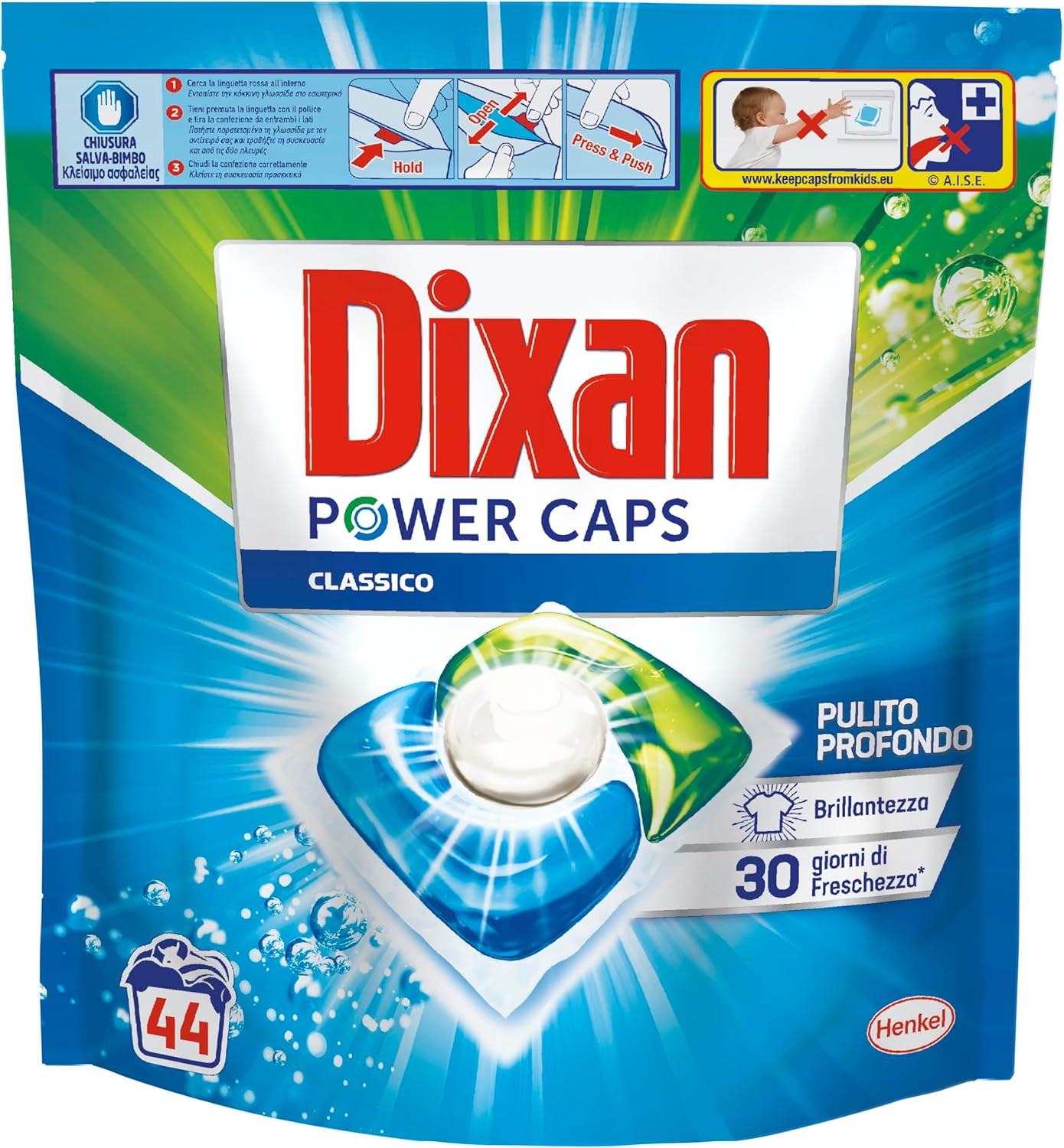 Power Caps Classico, Detersivo Lavatrice in Capsule, Confezione Da 44 PZ