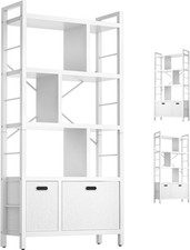 5 Tier Tall Bookcase Bookshelf W/ Drawers Geometric Book Shelf Display