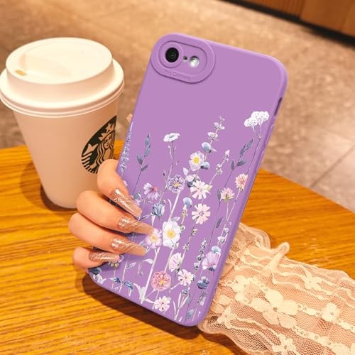 Compatible with Phone Case, Fashion Flower Pattern Design iPhone SE/8/7 Purple - Picture 5 of 7