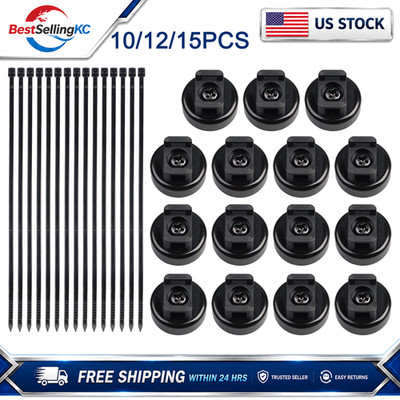 10/12/15Pcs Cable Tie Mounting Clips Magnetic Base with Nylon Zip Ties