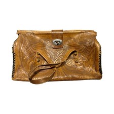 1960s  1970s Vintage Hand Tooled Women  s Leather Purse Western / Mexican Style