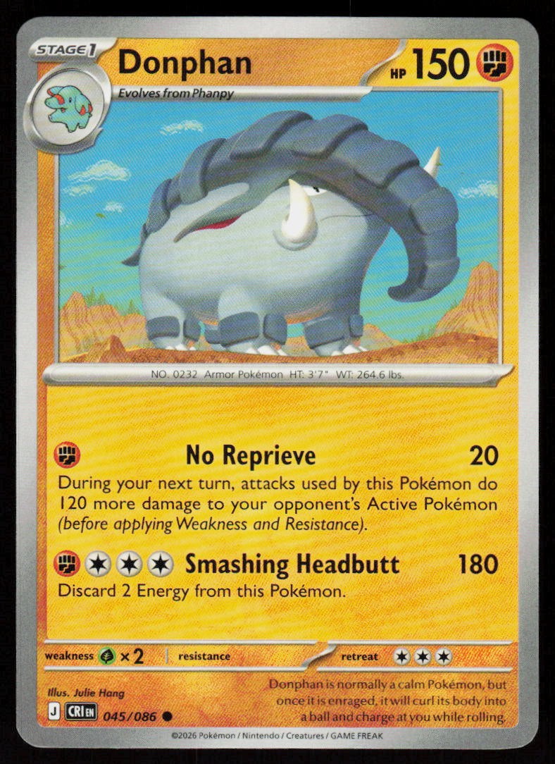 Donphan 045/086 Common Chaos Rising Pokemon Near Mint