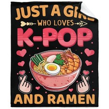 Just Girl Who Loves Ramen Blanket Super Soft Lightweight Throw Comfy Fluffy Quil