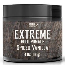 Extreme Hold Spiced Vanilla Hair Pomade for Men - Water Based, High Shine 4oz