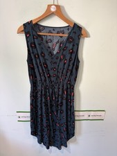 Womens Dress Size L, Blue Leopard Animal Print, V Neck, Button, Mini 🍃charity🍃
