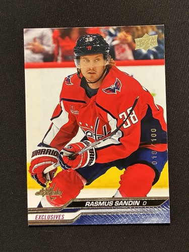 2023-24 UPPER DECK EXTENDED SERIES RASMUS SANDIN GOLD BASE EXCLUSIVES #ed 18/100