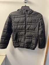 The North Face Boys Black Hooded Puffer Jacket M 10/12 Quilted Full Zip