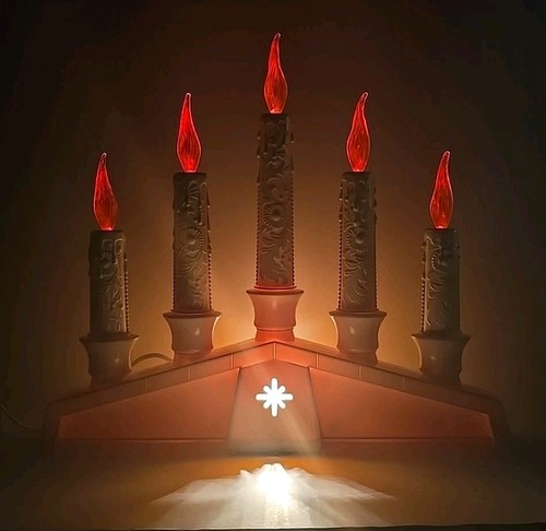 Empire Christmas Window Candelabra 5 Lighted Drip Candles Electric Vintage USA - Picture 21 of 24