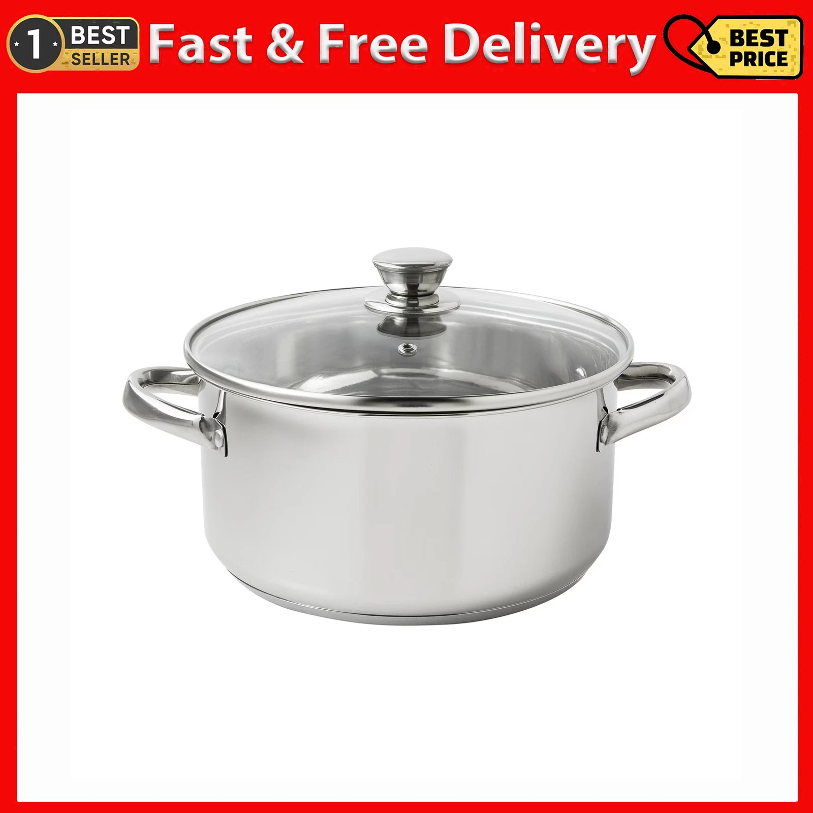 Mainstays Stainless Steel 5-Quart Dutch Oven with Glass Lid, Riveted Handles