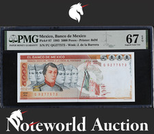 Mexico Banco de Mexico 5000 Pesos 1985 P 87 UNC PMG 67 EPQ NR 2nd TOP POP