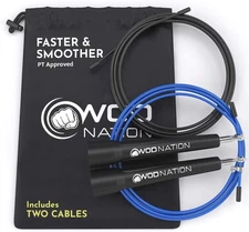 Wod Nation Adjustable Speed Jump Rope for Men, Women & Children - Blazing Fast F